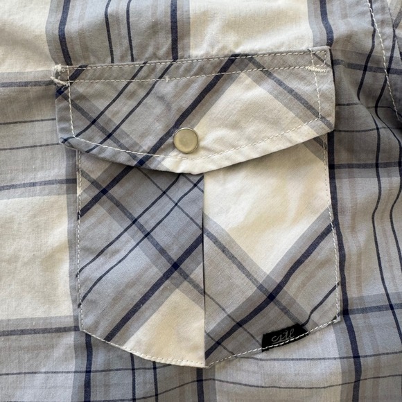Coastal Clothing XL‎ Blue Plaid Short Sleeve Pearl Snaps Men's Western Shirt - Picture 6 of 10